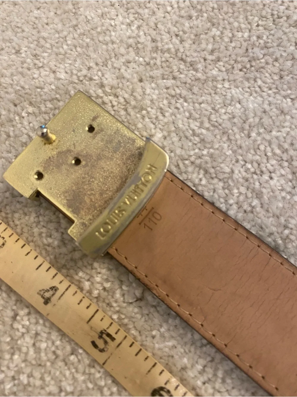 Louis Vuitton Monogram Canvas Belt with Gold LV Buckle